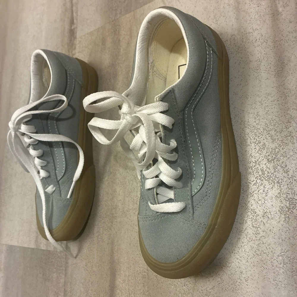 Vans Low-Top Sneakers in Dusty Blue with Gum Sole